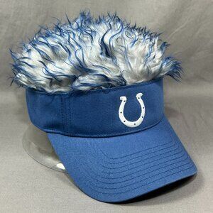 Indianapolis Colts Flair Hair NFL Team Hook Loop Visor Hat Blue Adjustable Mens